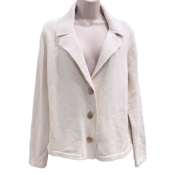 St. John Jackets & Blazers - ST. JOHN Knit Blazer Jacket Sweater Cardigan Cotton Blend Size Large